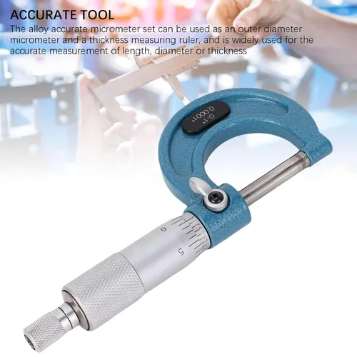 Vista 8 de Outside Micrometer 0-1 Inch 0.0001 Graduation Alloy Micrometer with Tungsten Carbide Anvil, Machinist Tool Set with Storage Box, Accurate