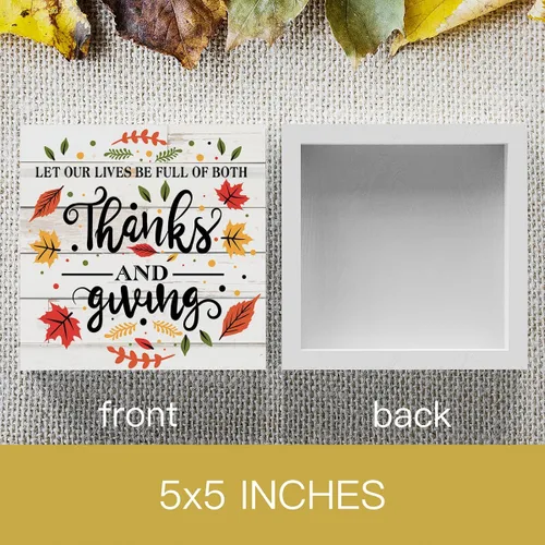 Vista 2 de Cartel rústico de madera de Acción de Gracias, caja de madera decorativa de otoño, bonita caja de madera decorativa para pared, escritorio, hogar
