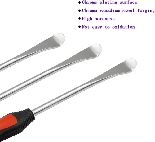 Vista 5 de Kit de herramientas de reparación de cucharas de neumáticos de 11.5 pulgadas, cucharas de neumáticos de acero endurecido con 3 protectores de llanta