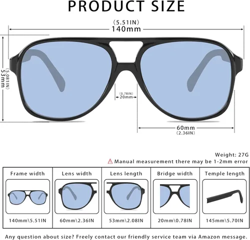 Vista 3 de YDAOWKN Gafas de sol clásicas vintage estilo aviador para mujeres y hombres montura grande retro de los años 70