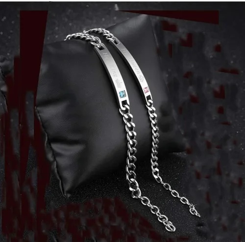 Vista 2 de Regalo para amante, su reina y su rey, pulseras de acero inoxidable para parejas, para mujeres y hombres, juego de joyas a juego