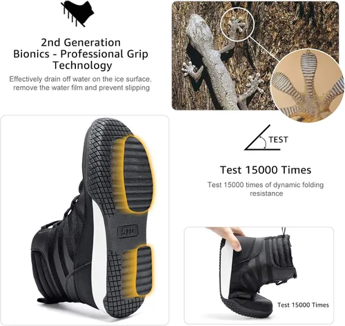 Vista 5 de STQ Botas de invierno para caminar para mujer, con cremallera, ligeras, acogedoras, botines con cordones