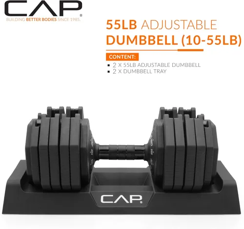 Vista 16 de CAP ADJUSTABELL - Juego de mancuernas ajustables de selección rápida de primera calidad para entrenamiento de fuerza, individuales y pares, 12.5