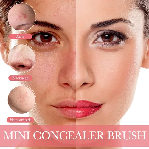 Vista 4 de Patelai 48 brochas de maquillaje planas, pinceles para corrector de labios planos, pequeños cepillos portátiles para cejas, corrector de cejas Negro