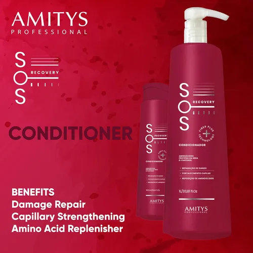 Vista 3 de Acondicionador de recuperación SOS, reparación del cabello dañado, hidratante, cabello liso y sedoso, aminoácidos esenciales, proteína de seda