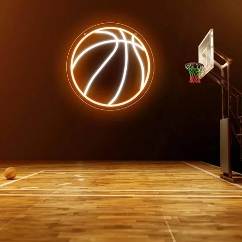Vista 5 de Letrero de neón de baloncesto, letrero de neón de baloncesto regulable para dormitorio, letrero de pelota de baloncesto de neón, luz de neón