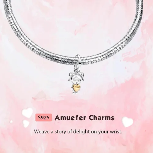 Vista 80 de Amufer S925 Charms for Women, compatible with Pandora Bracelets and Necklaces, Jewelry Gift