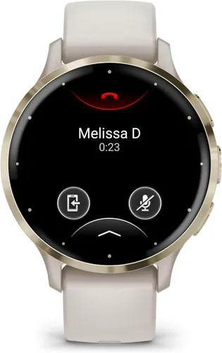 Vista 3 de Garmin Venu 3S Advanced Fitness and Health Tracker Smartwatch - Reloj inteligente de acero inoxidable dorado suave con caja marfil y banda