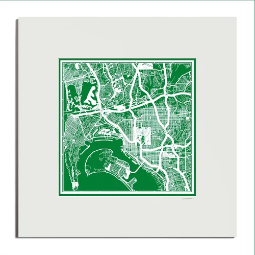 Vista 59 de O3 Design Studio San Diego, CA Paper Cut Map Matted Grey 20x20 in Paper Art