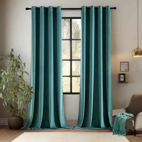 Vista 41 de EMEMA Cortinas de terciopelo negro, 2 paneles de 40 x 63 pulgadas de largo, bolsillo trasero para barra