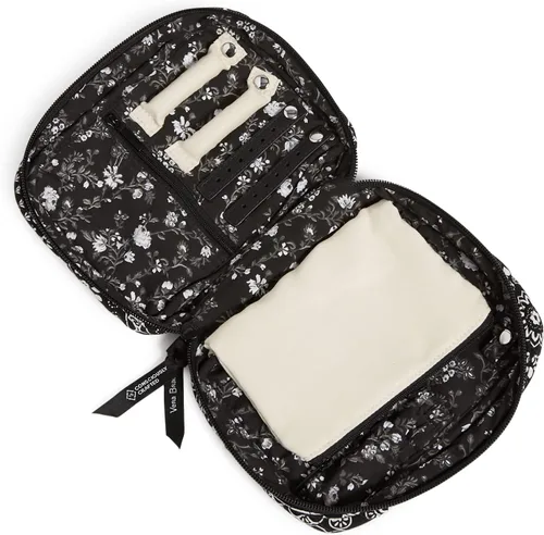 Vista 2 de Estuche organizador de joyas de algodón con cremallera para mujer, Medallón Bandana Negro