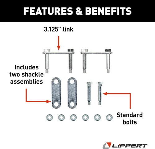 Vista 3 de Lippert 121101 - Kit de suspensión para ejes de remolque (AP) para ejes individuales de doble ojal de 2,000-7,000 libras, sin ecualizador