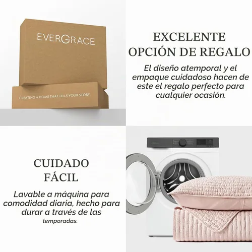 Vista 9 de EverGrace Juego de edredón de punto de cruz 100% algodón, individual, rosa Rosa Ballet