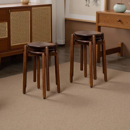 Vista 12 de Taburete apilable de roble, soporte pequeño para plantas, taburete redondo de madera para comedor, sala de estar, entrada, aula, escuela, 15.4 x
