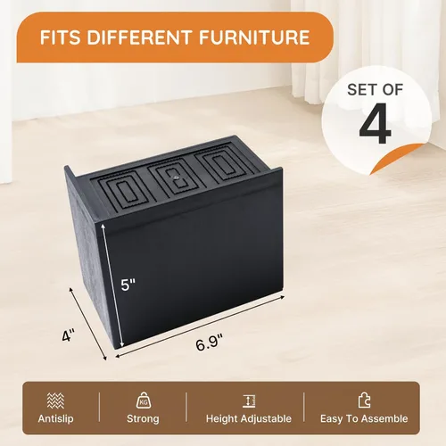 Vista 2 de Elevadores de cama de gran tamaño, elevadores de muebles King, bloques de elevación de 5 pulgadas para cama, sofá, escritorio, sofá, mesa