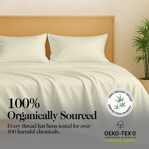 Vista 4 de Juego de 2 fundas de almohada de viscosa de bambú 100% cultivadas orgánicamente, refrescantes y transpirables, suaves como la seda, doble costura
