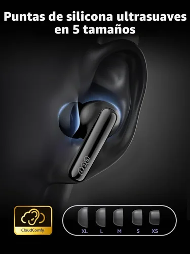 Vista 6 de QCY MeloBuds N70 Auriculares inalámbricos híbridos adaptativos con cancelación activa de ruido, Bluetooth 6.0 con 6 micrófonos para llamadas claras