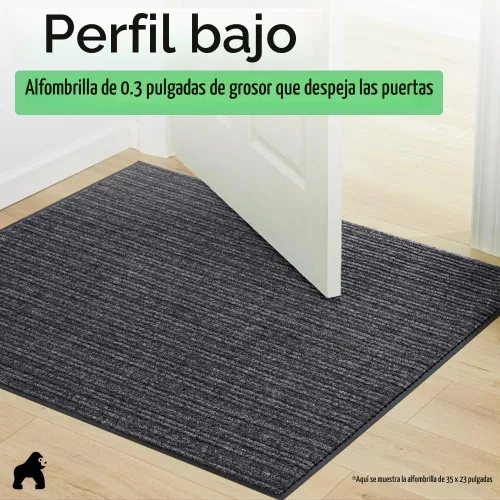 Vista 9 de Gorilla Grip - Tapete afelpado original de goma con perfil bajo, resistente, duradero, impermeable y fácil de limpiar para interior y exterior Gris