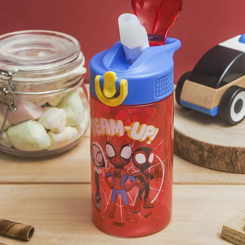 Vista 2 de Zak Designs Marvel Spider Man - Botella de agua para niños con cubierta de boquilla y aro de transporte, hecha de plástico duradero, diseño