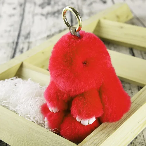 Vista 5 de YISEVEN Llavero de peluche de conejito, Rosa encendido