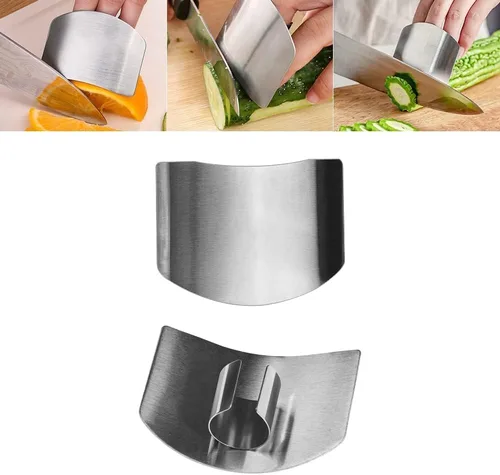 Vista 4 de 4 protectores de dedos para cortar herramientas de cocina, protectores de dedos para cortar alimentos, protector de dedos de acero inoxidable