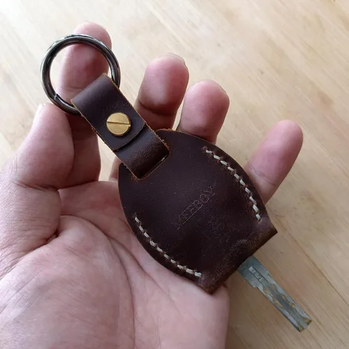 Vista 4 de Handmade Keychain Leather Protective Key Holder Large Capacity Protective Case Key Cover Protective Case Keychain