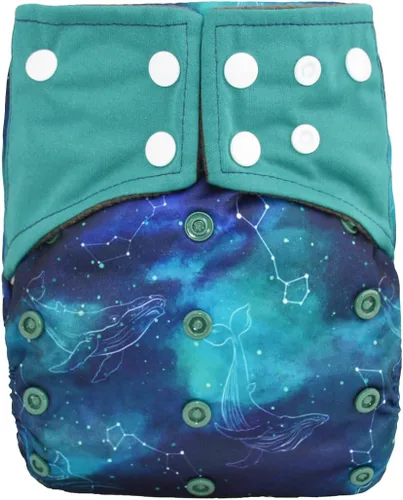 Vista 19 de Baby AIll in One Night AIO - Pañal de tela cosido en inserto reutilizable, lavable (dinosaurios azules)