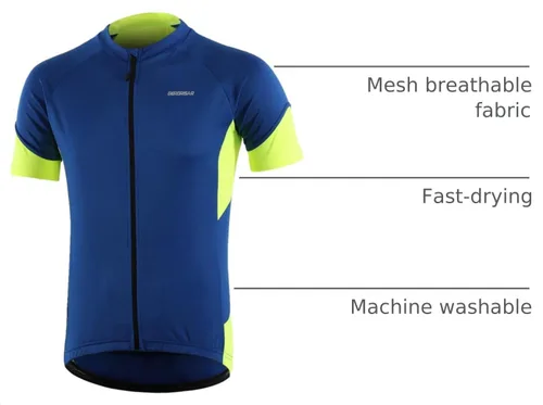Vista 4 de BERGRISAR Camisetas básicas de ciclismo para hombre, manga corta, bolsillos con cremallera Azul