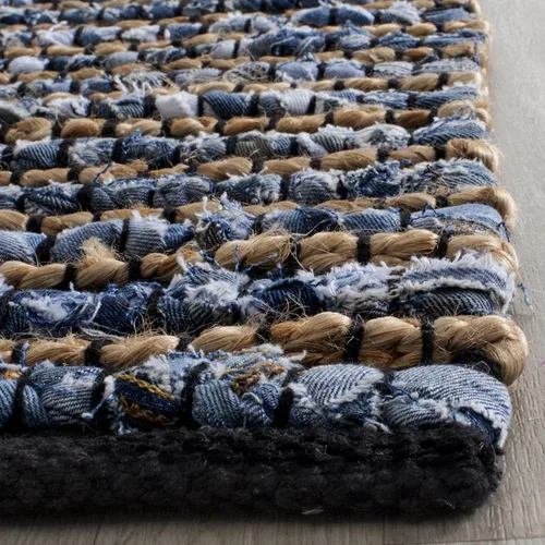 Vista 4 de SAFAVIEH Cape Cod Collection - Alfombra de área de 10 x 14 pies, azul, hecha a mano de algodón trenzado y yute, ideal para zonas de alto tráfico