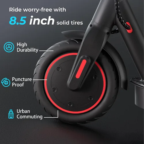 Vista 4 de iScooter Scooter eléctrico 2025, rango máximo de 18 millas, velocidad máxima de 19 mph, scooter eléctrico plegable con neumático sólido de 8.5