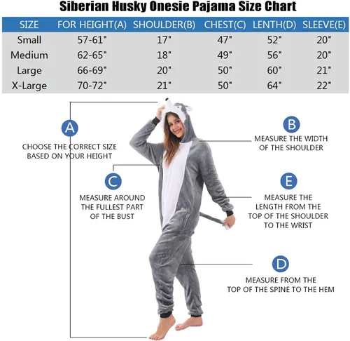 Vista 2 de ZOBAYOP Pijama unisex con capucha de animales para adultos para mujeres y hombres, disfraz de Halloween, cosplay, husky