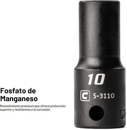Vista 4 de Capri Tools Juego de llaves de vaso de impacto poco profundas, semiprofundas y profundas, métricas, 8 a 0.866 in, 45 piezas