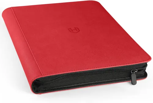 Vista 19 de Carpeta de tarjetas de 4 bolsillos con cremallera, 288 bolsillos para tarjetas comerciales Premium PU Cover, Side Loading, Ringless Card Binder