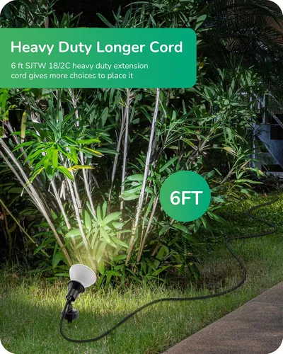 Vista 3 de EDISHINE Focos de 120 V para exteriores, luces LED de inundación enchufables, enchufe de luces de paisaje impermeables, cable de 6 pies, base E26