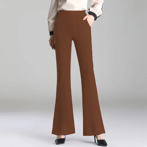 Vista 3 de Flare Leg Casual Pants for Women Fashion High Waist Bell Pant Solid Stretch Yoga Workout Leggings Sports Trousers
