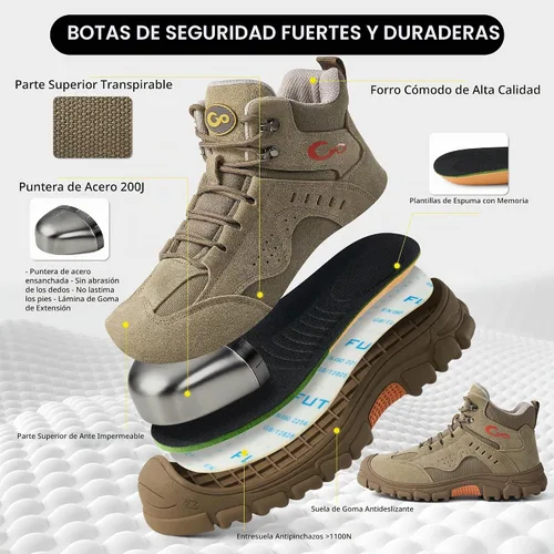 Vista 3 de Ablanczoom Botas de trabajo para hombre con puntera de acero – ASTM F2412-24 Calzado de construcción antideslizante cómodo, transpirable y duradero