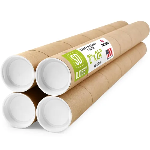 Vista 23 de Tubo de cartón reforzado de 2 x 18 pulgadas, paquete de 4 tubos con 8 tapas, seguro aprobado por USPS, ideal para envío y almacenamiento
