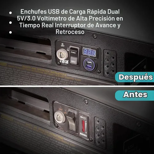 Vista 3 de 10L0L Carrito de Golf Panel Integrado Multifuncional 3 en 1, 12V Carga Rápida Dual USB 3.0 Enchufe Cargador & Voltímetro Digital LED & Botón