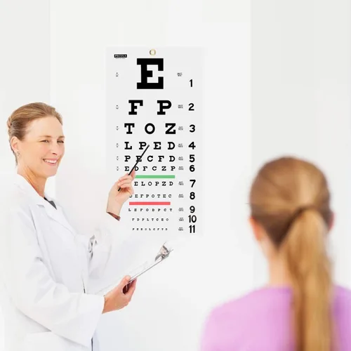 Vista 5 de PECULA Gráfico ocular para exámenes: gráfico de pared Snellen de 20 pies, 11 x 22 pulgadas.