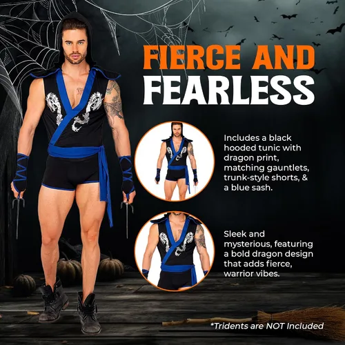 Vista 3 de Roma Costume Men's Roma's 3pc Ninja Warrior Costume