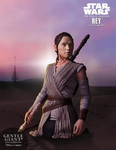 Vista 2 de Gentle Giant Estudios Star Wars: el despertar de la fuerza: Rey Mini busto de resina