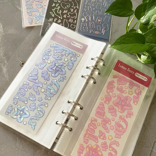 Vista 3 de Carpeta Organizadora de Almacenamiento de Calcomanías Transparentes para Calcomanías Deco Kpop Libro Álbum Coleccionable de Calcomanías A6