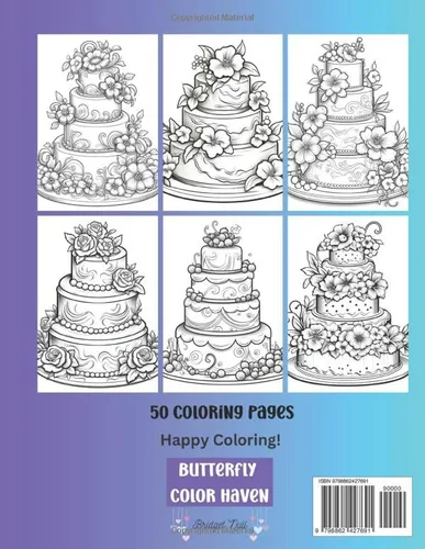 Vista 2 de Wedding Cakes Coloring Book 50 Wedding Cake Coloring Pages Relaxation and Stress Relief