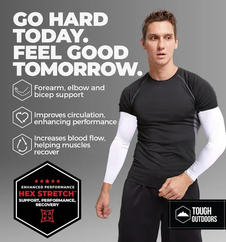 Vista 2 de Tough Outdoors Mangas deportivas de compresión para hombres y mujeres, para jóvenes, niños, baloncesto, tiro de fútbol, béisbol