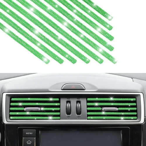 Vista 14 de Adorno de Rejilla de Ventilación Bling para Coche, 10 PCS Tiras Decorativas de Diamantes de Imitación Hechas a Mano para Todas las Salidas de Aire