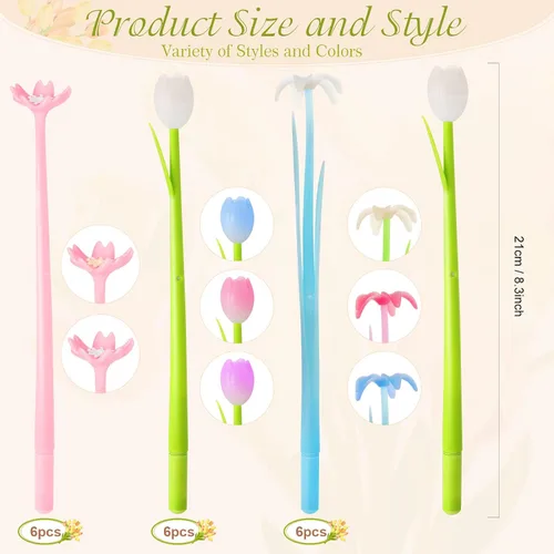 Vista 2 de Tenare 18 bolígrafos de flores que cambian de color, bolígrafos de tinta de gel coloridos, bolígrafos de rosa para la escuela, hogar, oficina