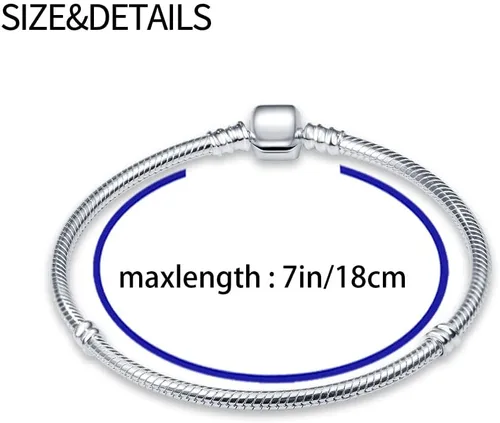 Vista 3 de KUNSIR Pulseras de cadena de serpiente para dije de plata de ley 925, se adapta a cualquier dije de regalo para mujer