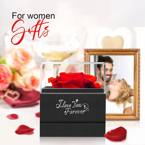 Vista 2 de WILDLOVE Preserved Real Rose with Necklace, Mothers Day, Birthday Gifts for Women Mom Wife, Anniversary Romantic Gift for Her Girlfriend