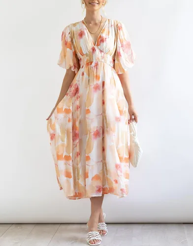 Vista 3 de Sissyaki Vestido midi floral bohemio para mujer, vestido holgado para playa