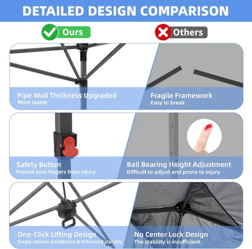 Vista 5 de GDY Tienda de campaña desplegable para exteriores de 8 x 8 pies con una configuración de empuje, kiosco de fácil instalación con 4 paredes laterales